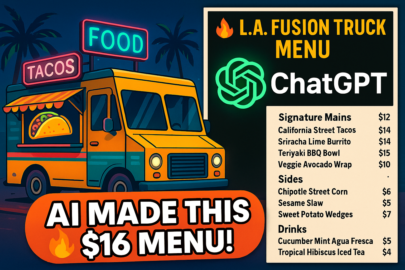 1 AI PROMPT FOR FOOD TRUCK MENU AND BUSINESS MODEL CREATION !