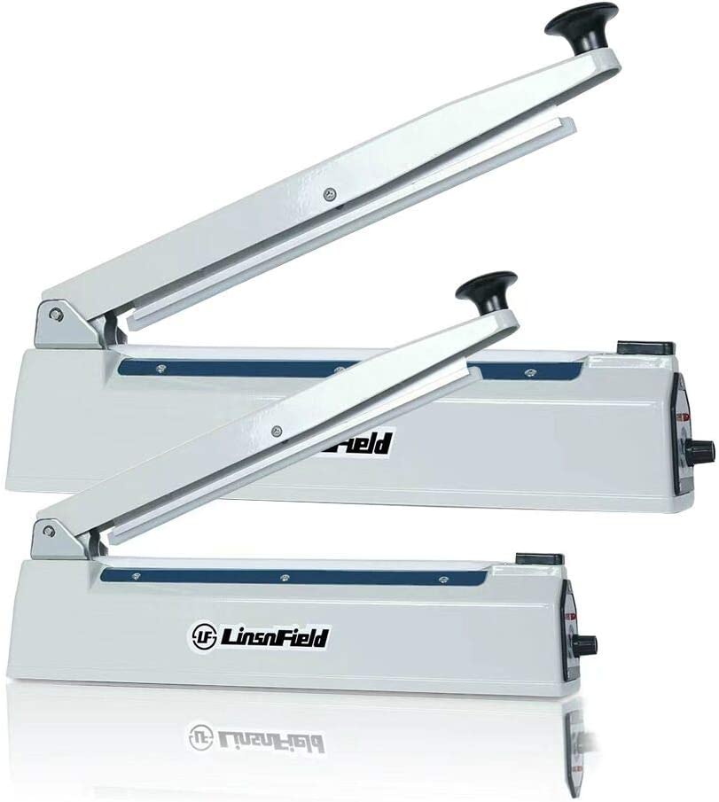 LinsnField Sealer Pro, 12-inch Super Impulse Heat Bag Sealer, 5-mm Sealing System with Patent for Never Burn Out, Antioxidant Aluminium Body, Copper Transformer, Built-in Fuse Safety System, White