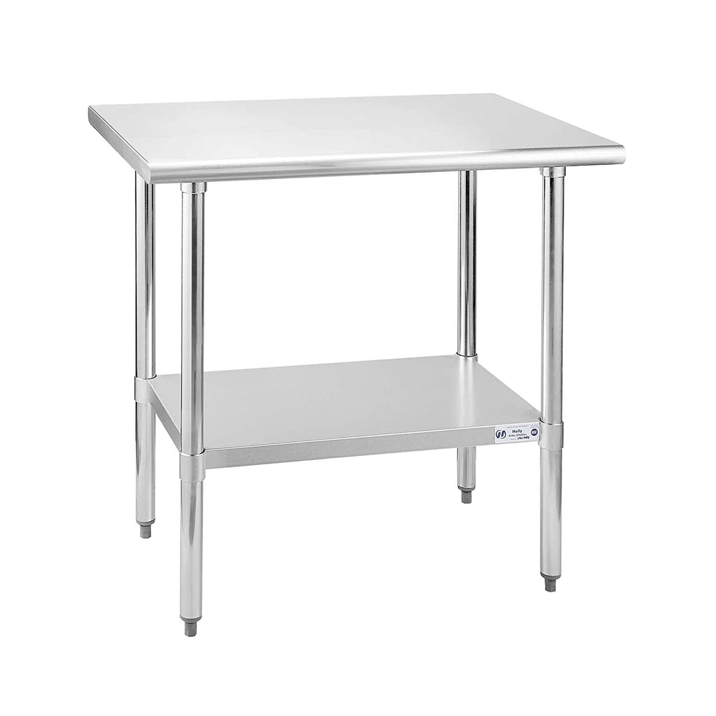 Hally Stainless Steel Table for Prep & Work 24 x 36 Inches, NSF Commercial Heavy Duty Table with Undershelf and Galvanized Legs for Restaurant, Home and Hotel