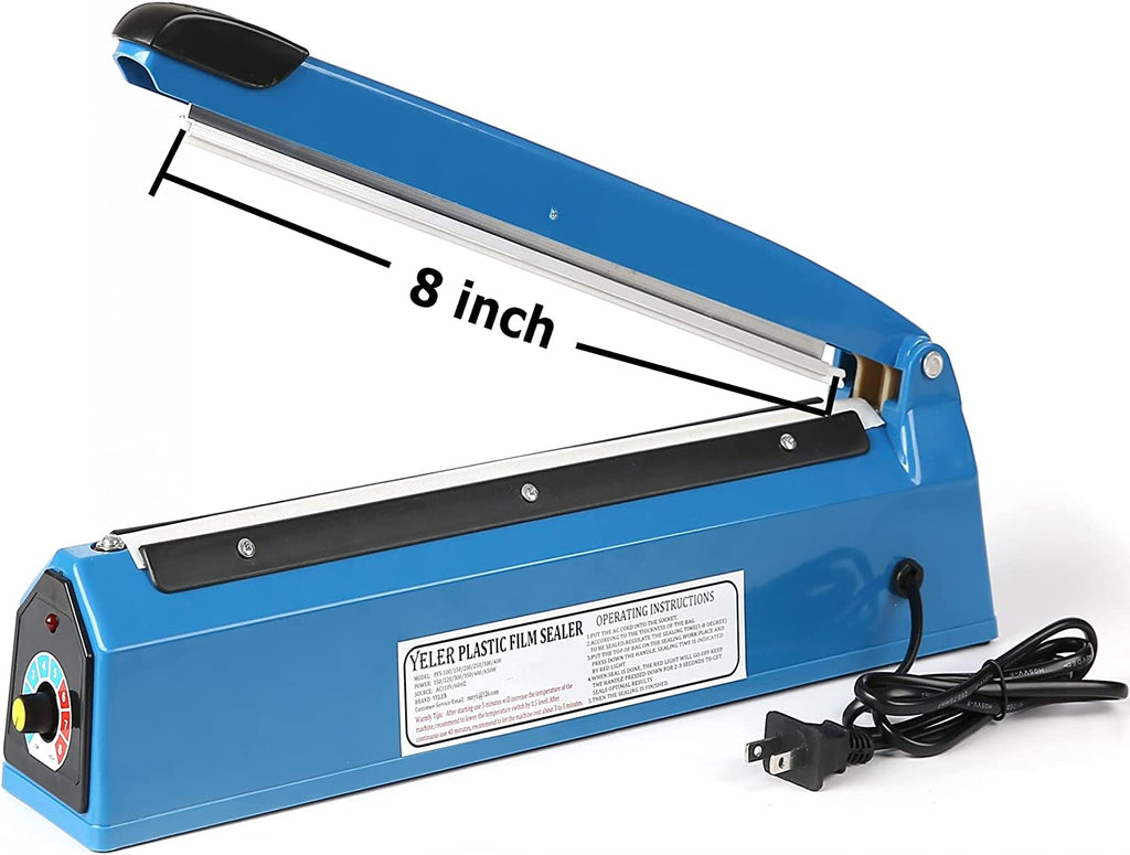 Yeler 8 Inch Impulse Heat Sealer Impulse Bag Sealer,Manual Poly Bag Heat Sealer Machine for Plastic Bags PE PP Bags with Extra Replace Element Grip