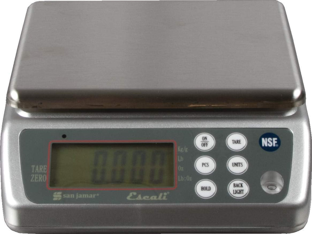 San Jamar SCDG33WD Digital Waterproof Food/Kitchen Scale with Memory Recall, 33 lb Capacity, Stainless Steel