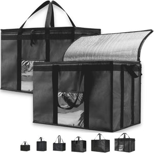 Insulated Bags for Food Delivery XL - 18.1" x 13.8" x 13.8", Commercial Food Delivery Bags, Bottom Plate & Divider & Sturdy Frame - Waterproof & Foldable, Hot and Cold Bags for Catering, Restaurants