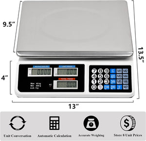 C-CHAIN 88LB Digital Price Scale Electronic Price Computing Scale LCD Digital Commercial Food Meat Weight Scale, Upgraded Version