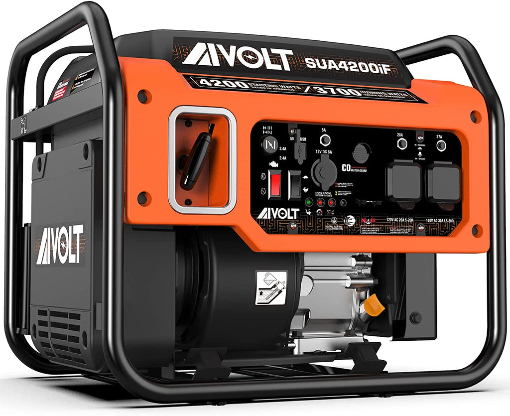 AIVOLT 4200 Watt Open Frame Quiet Inverter Generator - Gas Powered Portable Generator with CO Sensor for Home Camping RV Ready, 50 State Approved