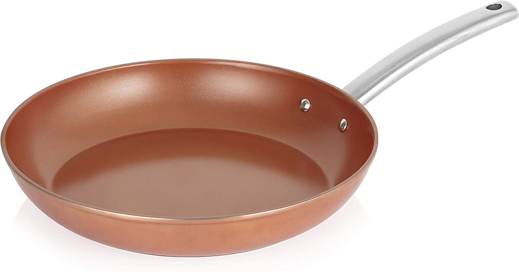 Tower T800044 Copper Forged Induction Frying Pan, Non Stick Ceramic Coating, Easy to Clean, Dishwasher Safe, 30 cm