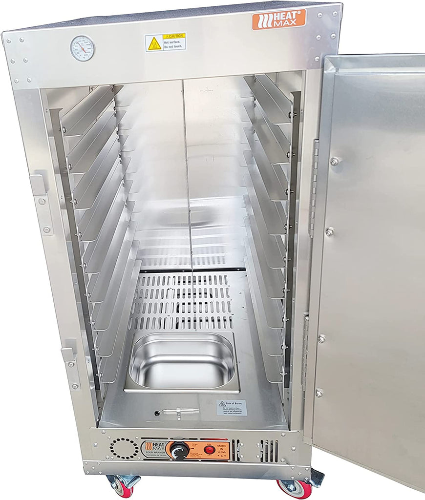 HeatMax 4 Foot Food Warmer Holding Cabinet for 9 Full Size Sheet Pans, for Churches, Schools, Catering, Can Be Used as a Basic Proofer,