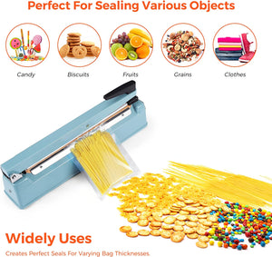 Fuxury 16 Inch Impulse Bag Sealer, Heat Sealer Machine Closer for Cookies, Manual Hot Sealing Machine for Poly Bag & Shrink Wrap with 2 Free Repair Kit (Blue)