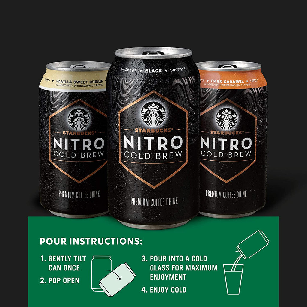Is Nitro Coffee Good for You: Starbucks Nitro Cold Brew, Black Unsweetened, 9.6 fl oz Can (8 Pack)