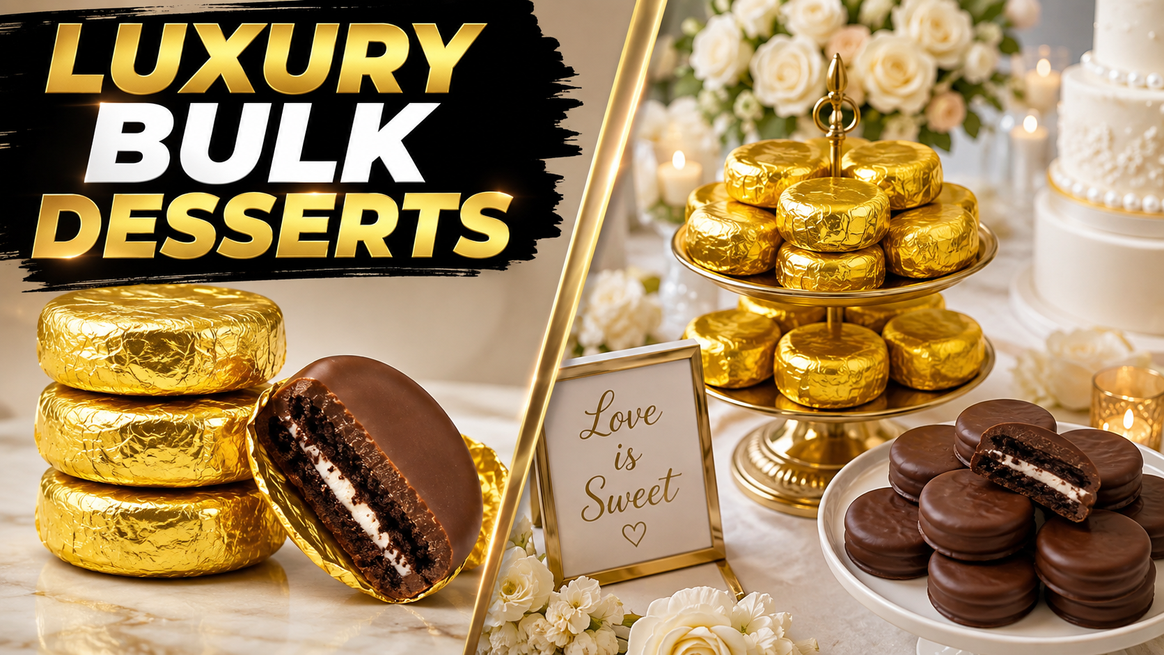 Bulk Chocolate Covered Sandwich Cookies (50 Count Gold Foil Pack)