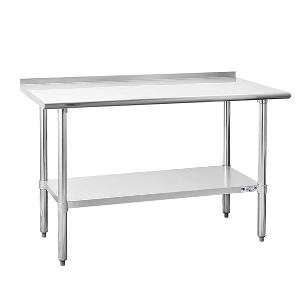 Hally Sinks & Tables H Stainless Steel Table for Prep & Work 24 x 60 Inches, NSF Commercial Heavy Duty Table with Undershelf and Backsplash
