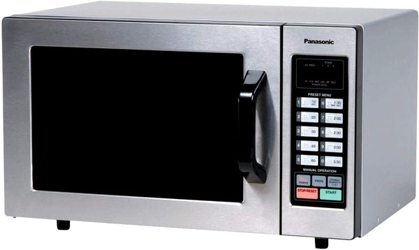 Panasonic Countertop Commercial Microwave Oven with 10 Programmable Memory, Touch Screen Control and Bottom Energy Feed, 1000W, 0.8 Cu. Ft. (Stainless Steel), 5", Stainless
