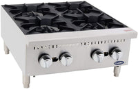 CookRite Four Burner Hot Plate Commercial Countertop Liquid Propane Range ATHP-24-4 HD 24"-100000 BTU