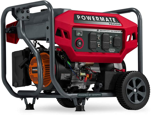 Powermate P0081300 Gas Generator 4500 Watt 49 ST, Red, Black Powered By Generac