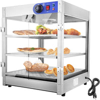 WeChef Commercial Food Warmer 3-Tier 20x20x24" Countertop Food Pizza Pastry Warmer Display Case 750W 110V