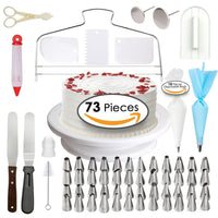 Cake Decorating Supplies - Professional Cupcake Decorating Kit | Baking Supplies | Rotating Turntable Stand, Frosting & Piping Bags and Tips Set, Icing Spatula and Smoother, Pastry Tools | 73 Pcs