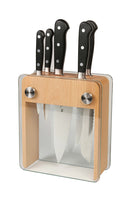Mercer Culinary Renaissance 6-Piece Forged Knife Block Set, Wood Block with Tempered Glass